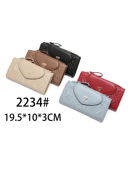 Cartera billetero grande acolchada corazones