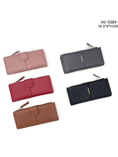 Cartera billetero grande lisa con cremallera