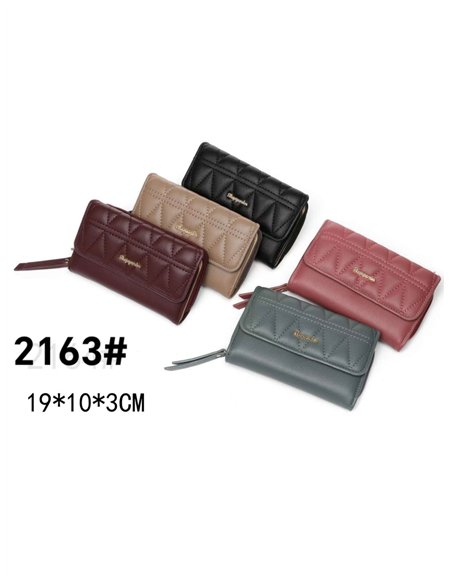 Cartera billetero grande acolchada con solapa