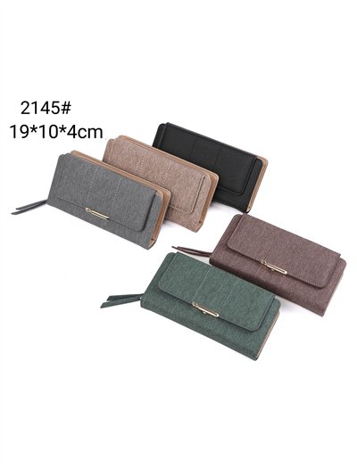 Cartera billetero grande efecto denim con barra metálica