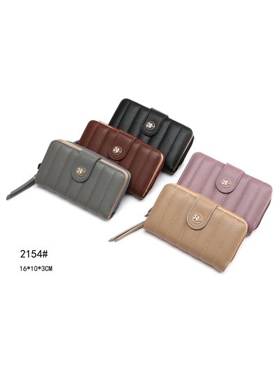 Cartera billetero mediana acolchada rayas botón trébol