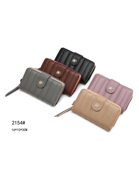 Cartera billetero mediana acolchada rayas botón trébol