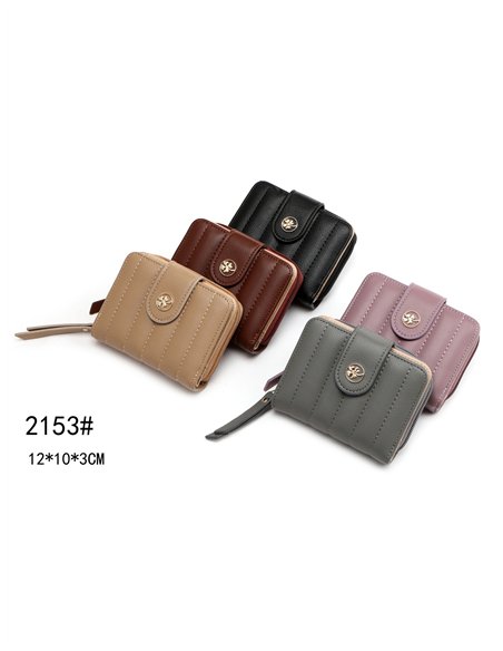 Monedero acolchada rayas botón trébol