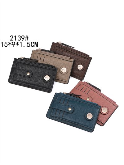 Monedero tarjetero plano botón flor