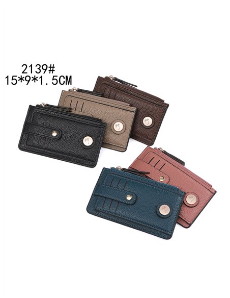 Monedero tarjetero plano botón flor