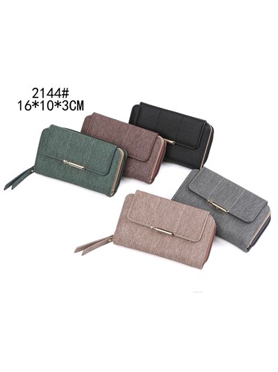 Cartera billetero mediana efecto denim con barra metálica