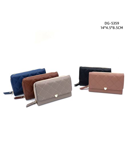 Cartera billetero mediana acolchada rombos detalle metálico