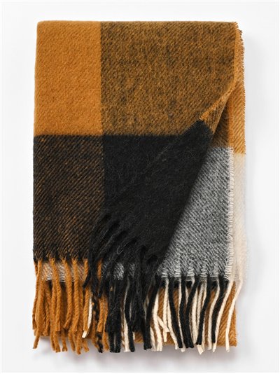 Bufanda cuadros con flecos