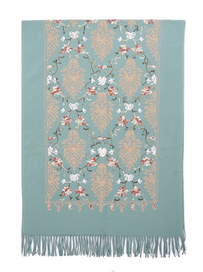 Bufanda bordada floral con flecos