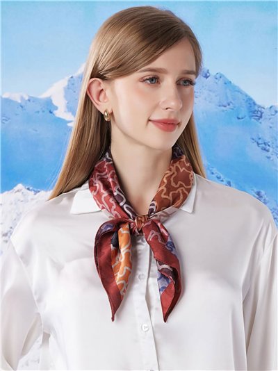 Pañuelo pequeño efecto seda cuadrado estampado