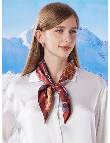 Pañuelo pequeño efecto seda cuadrado estampado