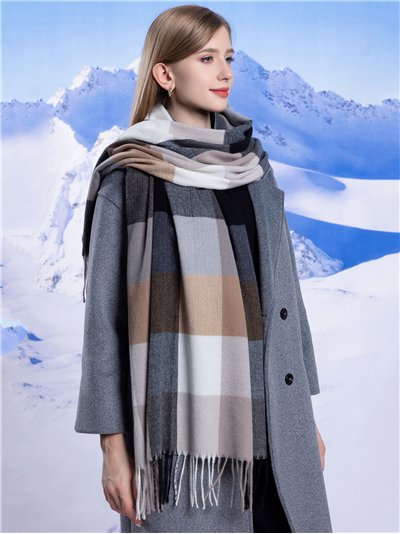 Bufanda cuadros con flecos