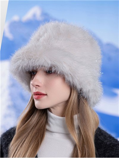 Gorro bucket pelo suave con hilo metalizado
