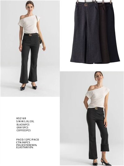 Pantalón flare punto afelpado 2