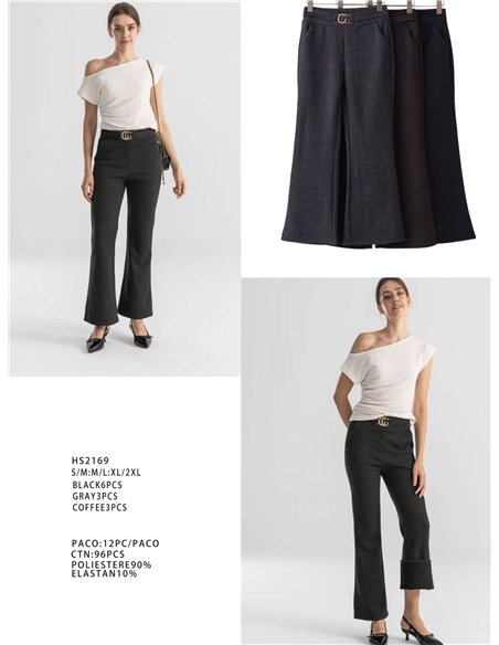 Pantalón flare punto afelpado