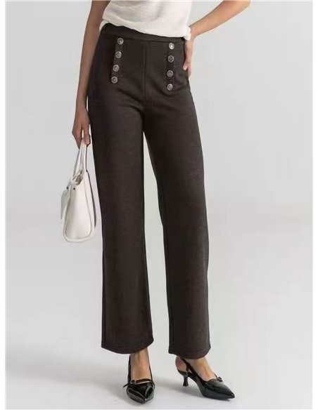 Pantalón recto punto con botones frontales