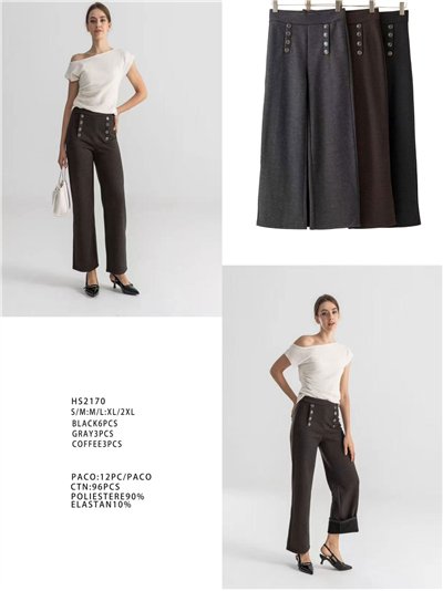 Pantalón recto punto con botones frontales 2