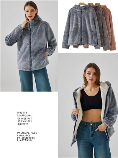 Chaqueta pelo con capucha y cremallera 2
