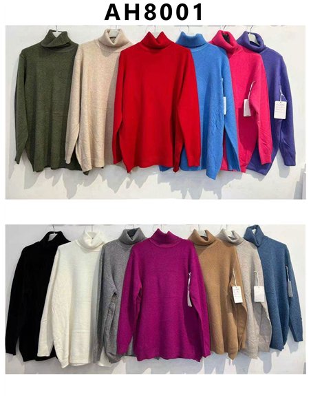 Jersey soft cálido amplio cuello vuelto