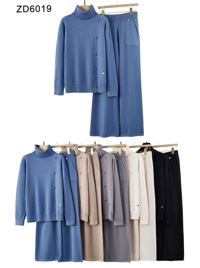 Conjunto Jersey canalé cuello vuelto + Pantalón bolsillo 2