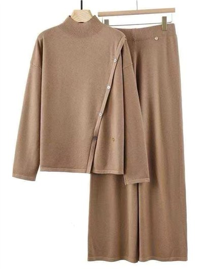 Conjunto Jersey cuello perkins botones laterales + Pantalón