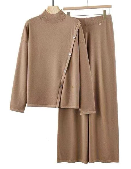 Conjunto Jersey cuello perkins botones laterales + Pantalón