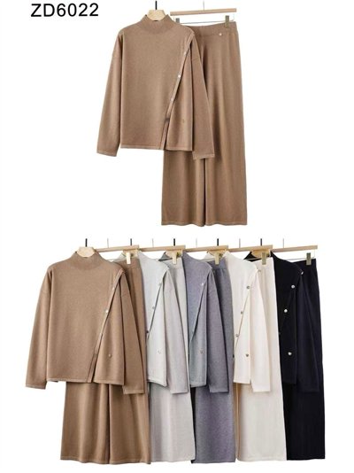 Conjunto Jersey cuello perkins botones laterales + Pantalón 2