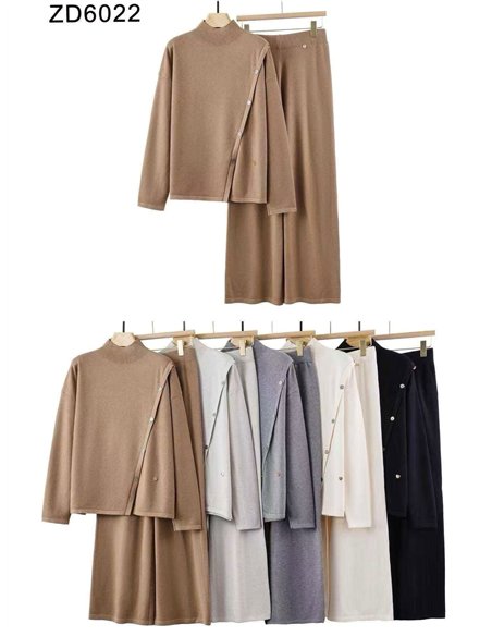 Conjunto Jersey cuello perkins botones laterales + Pantalón