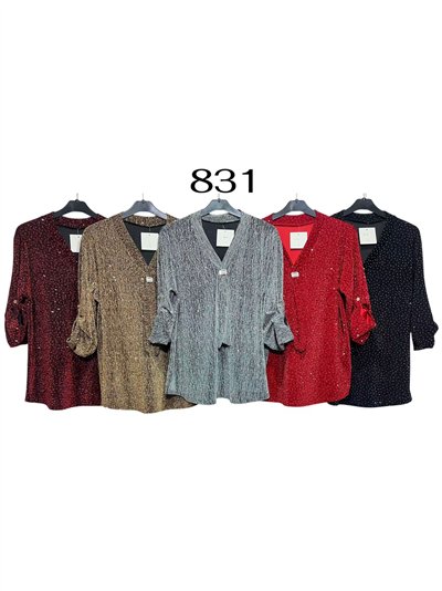 Blusa fiesta gillter broche joya talla grande