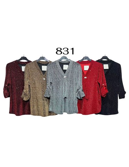 Blusa fiesta gillter broche joya talla grande