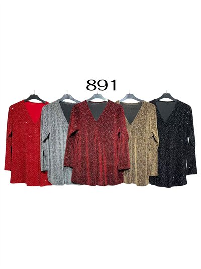 Blusa fiesta gillter amplia cuello pico
