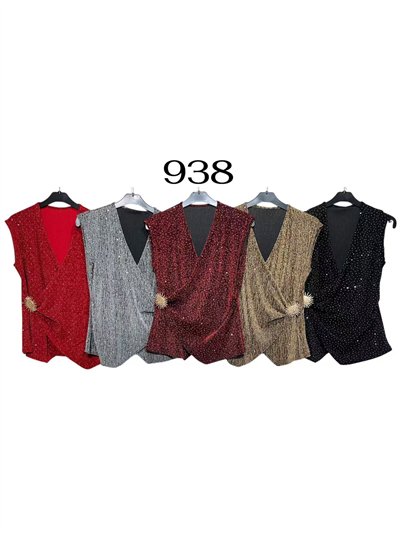 Top fiesta gillter cruzado broche joya