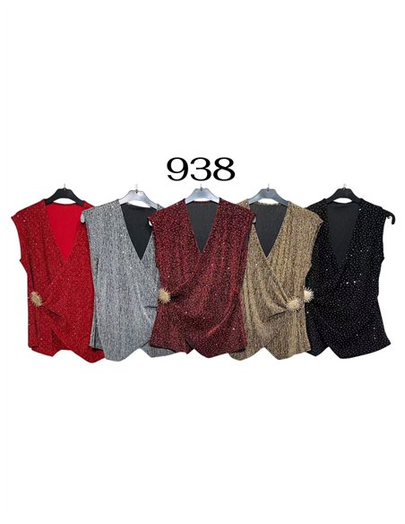 Top fiesta gillter cruzado broche joya