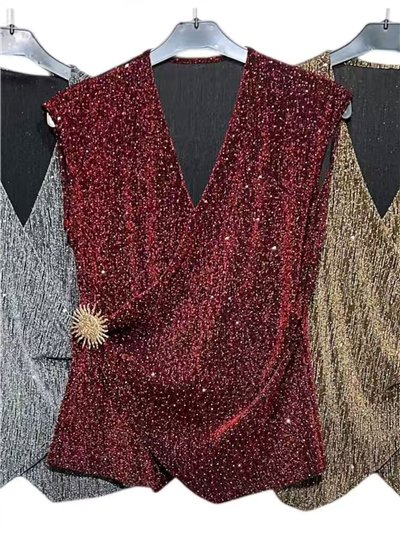 Top fiesta gillter cruzado broche joya 2