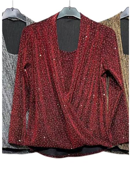 Blusa fiesta gillter cruzada