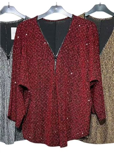 Blusa fiesta gillter cremallera talla grande 2