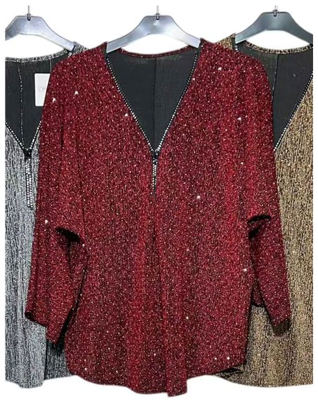 Blusa fiesta gillter cremallera talla grande