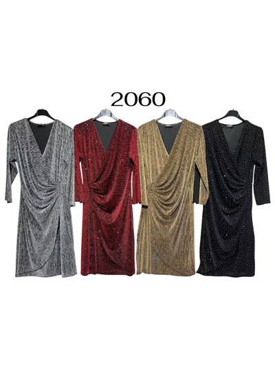 Vestido midi fiesta glitter drapeado