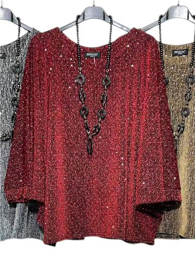 Blusa poncho maxi fiesta glitter detalle collar 2