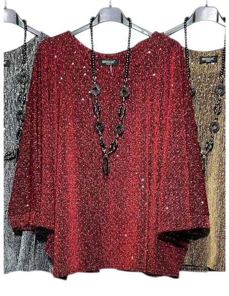 Blusa poncho maxi fiesta glitter detalle collar
