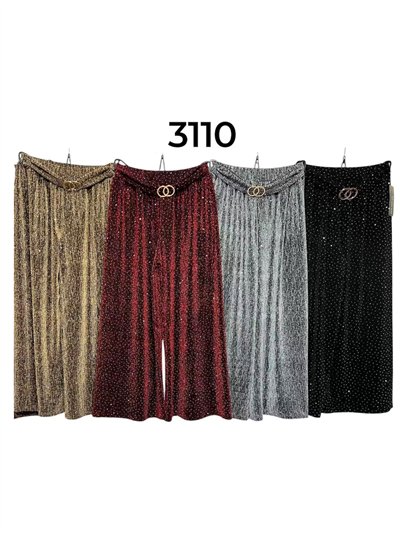 Pantalón palazzo fiesta glitter detalle cinturón