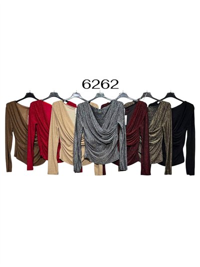 Blusa fiesta lurex escote drapeado