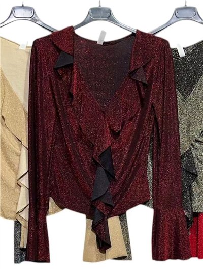 Blusa fiesta lurex cruzada volantes 2