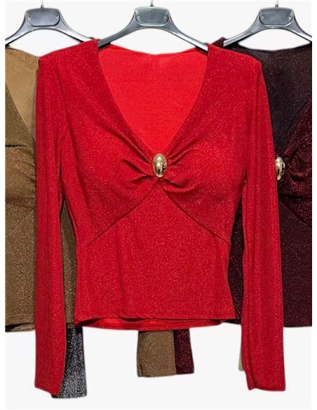 Blusa fiesta lurex broche joya