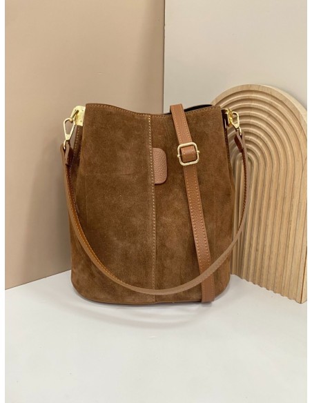 Bolso saco piel serraje