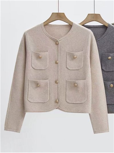 Chaqueta punto soft bolsillo botones dorados