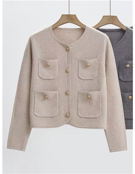 Chaqueta punto soft bolsillo botones dorados