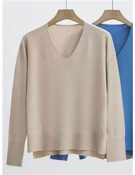 Jersey punto fino cuello pico