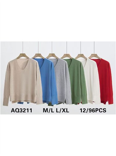 Jersey punto fino cuello pico 2