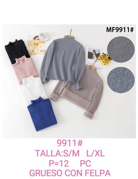 Jersey térmico felpa interior cuello perkins acabado ondulado